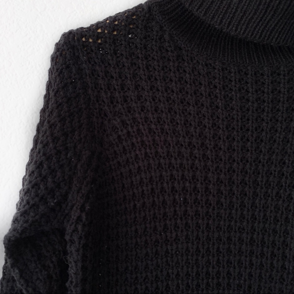 Stradivarius Black Open Knit Turtleneck Sweater S - Picture 4 of 12